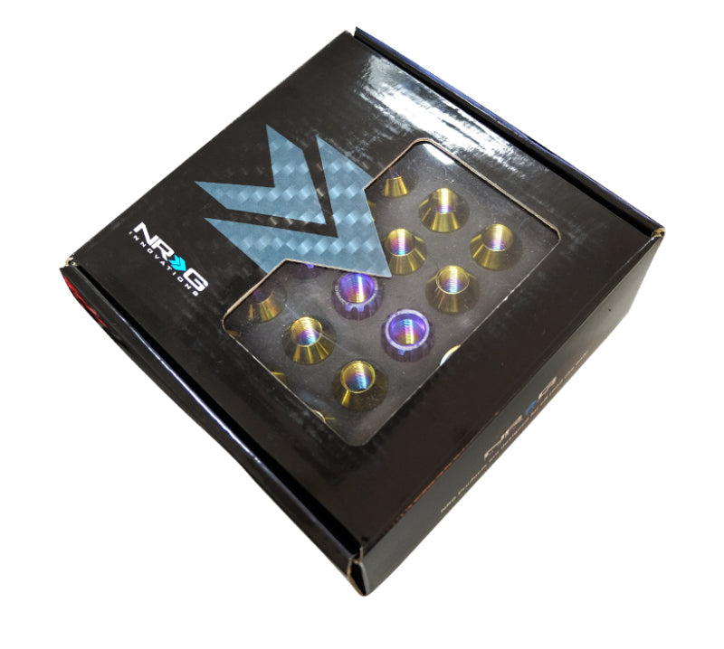 NRG 200 Series M12 X 1.5 Titanium Lug Nut Set - 21 Pc w/Lock Key Socket - Neochrome LN-T200MC-21