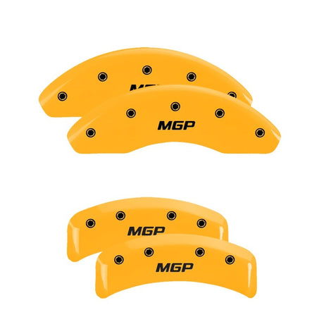 MGP 4 Caliper Covers Engraved Front & Rear Block/Challenger Red finish silver ch 12162SCLBRD