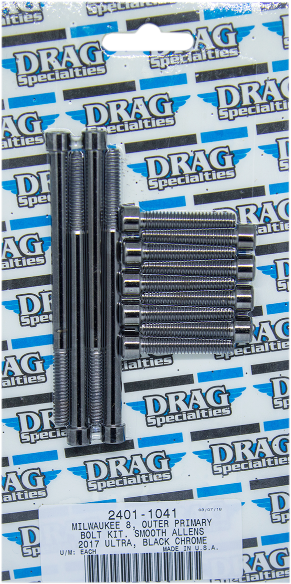 DRAG SPECIALTIES Kit de pernos lisos primarios exteriores - Negro/Cromo - M8 MK787SBK