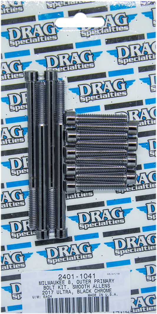 DRAG SPECIALTIES Kit de pernos lisos primarios exteriores - Negro/Cromo - M8 MK787SBK