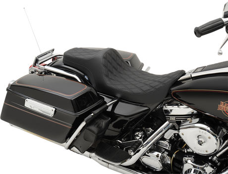 DRAG SPECIALTIES Predator III Seat - Double Diamond - Black Stitched FIT 99-07 FLHR,06-07 FLHX 0801-1129
