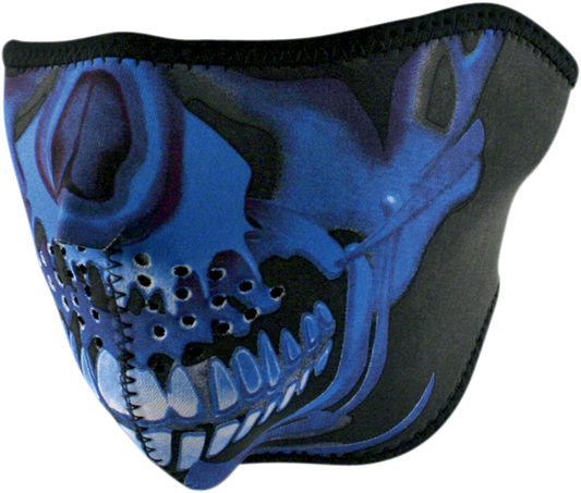 ZAN HEADGEAR Half Mask - Blue Chrome Skull WNFM024H