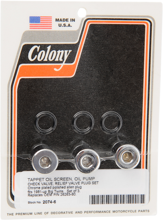 COLONY Plug Kit - Oil Pump - Big Twin 2074-6