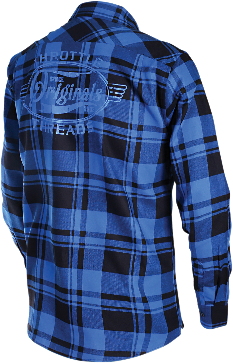 THROTTLE THREADS Long-Sleeve Flannel Shirt - Blue/Black - Medium TT635S68BLMR