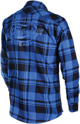 THROTTLE THREADS Long-Sleeve Flannel Shirt - Blue/Black - Medium TT635S68BLMR
