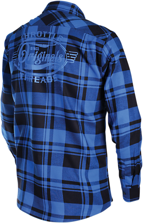 THROTTLE THREADS Long-Sleeve Flannel Shirt - Blue/Black - XL TT635S68BLXR
