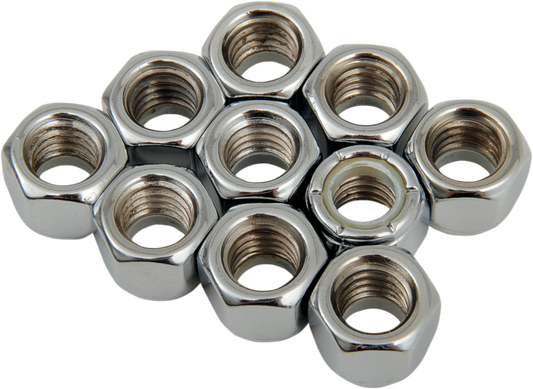 DRAG SPECIALTIES Nuts - Nylon - Chrome - 3/8"-16 MPB277