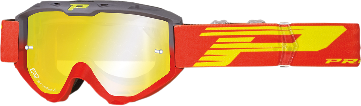 PRO GRIP 3450 Riot Goggles - Gray/Red - Mirror PZ3450GRROFL