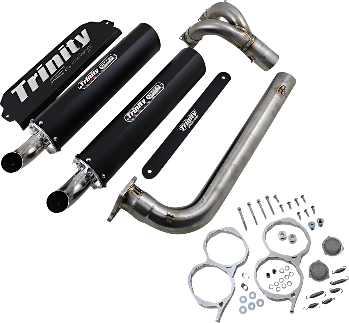 TRINITY RACING Stage 5 Dual Exhaust - Black TR-4174D-BK