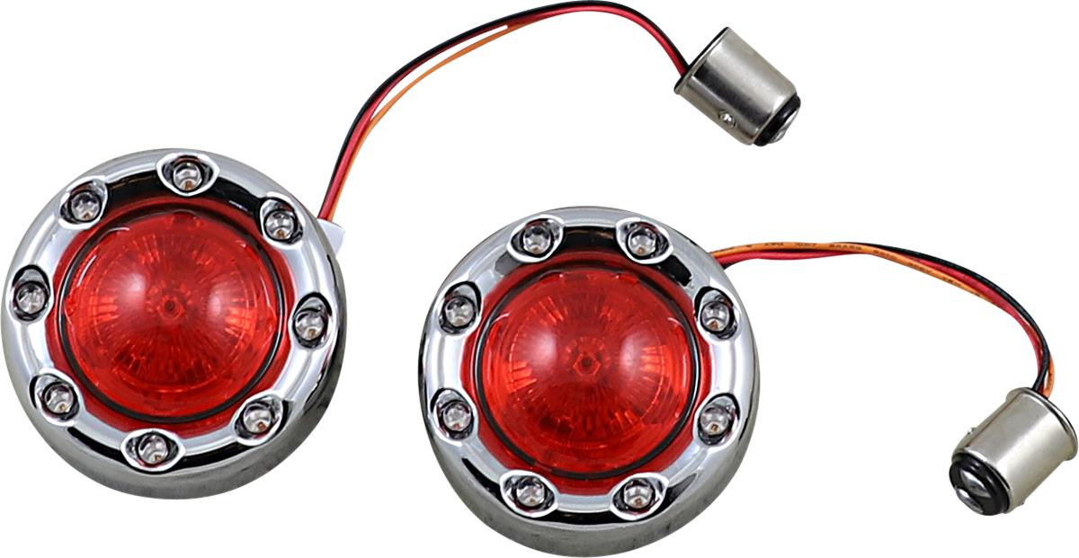 CUSTOM DYNAMICS Bullet Turn Signal 1157 - Chrome - Red Lens PB-BR-RR-57-CR