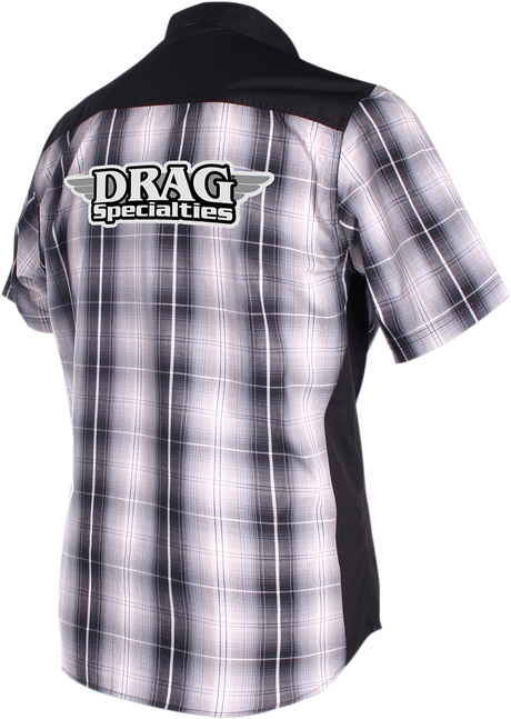 THROTTLE THREADS Drag Specialties Flannel Shirt - Black/White - 4XL DRG28S97GYB4R