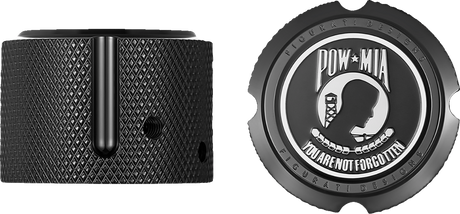 FIGURATI DESIGNS Front Axle Nut Cover - Stainless Steel - Black w/POW MIA FD50-FAC-BK