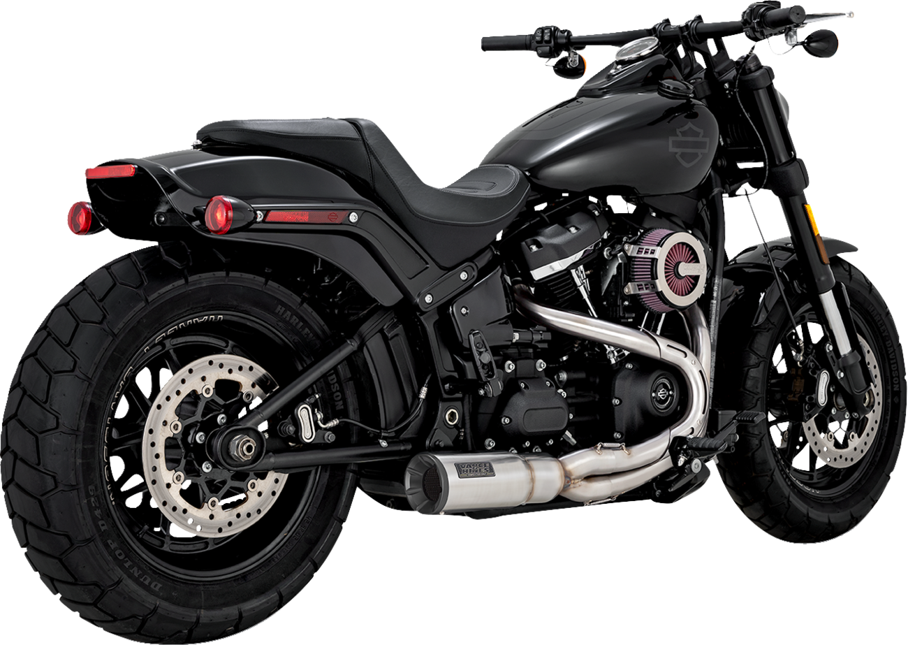 VANCE & HINES 2-into-1 Hi-Output Short Exhaust System - Stainless Steel - Brushed Softail 2018-2024  27331