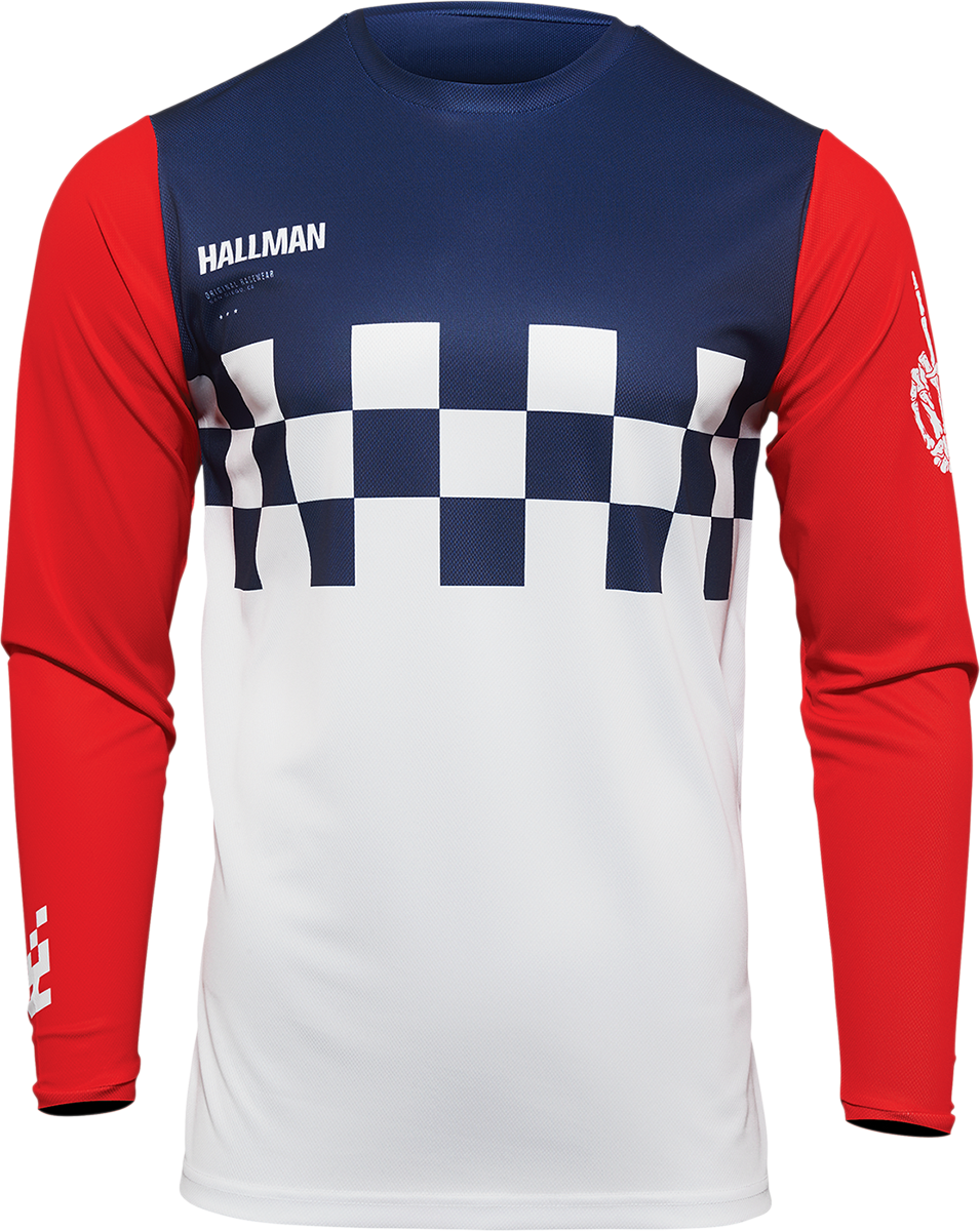 THOR Hallman Differ Cheq Jersey - White/Red/Blue - Large 2910-6579