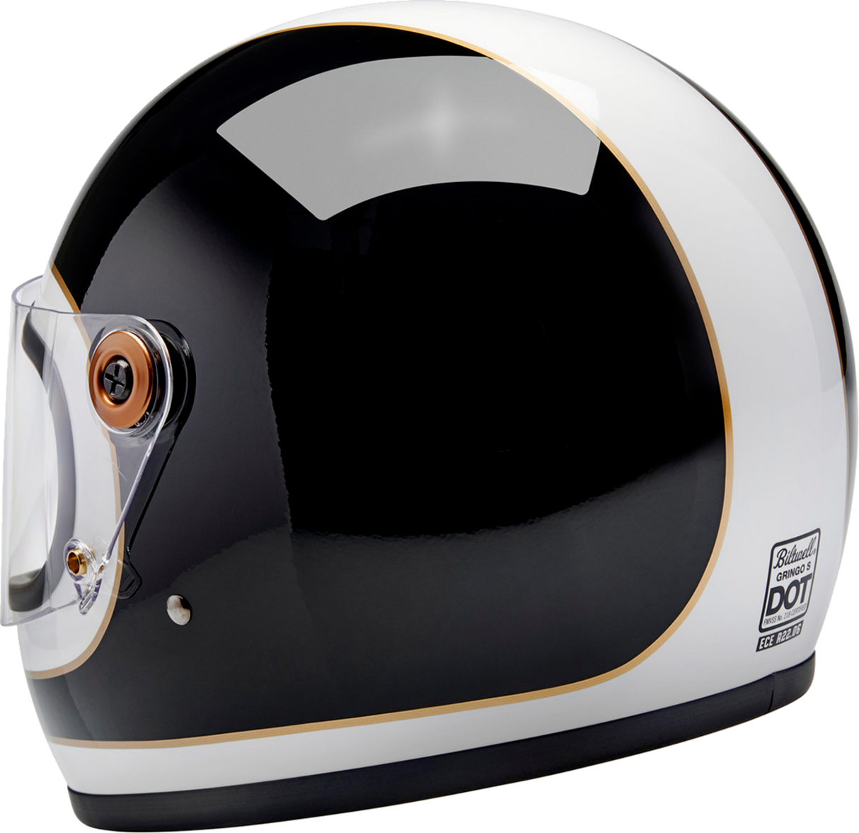 BILTWELL Gringo S Helmet - Gloss White/Black Tracker - Large 1003-566-504