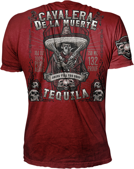 LETHAL THREAT Vintage Velocity Bandido Tequila T-Shirt - Burgundy - Large VV40161L
