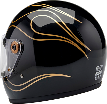 BILTWELL Gringo S Helmet - Gloss Black Flames - XS 1003-567-501