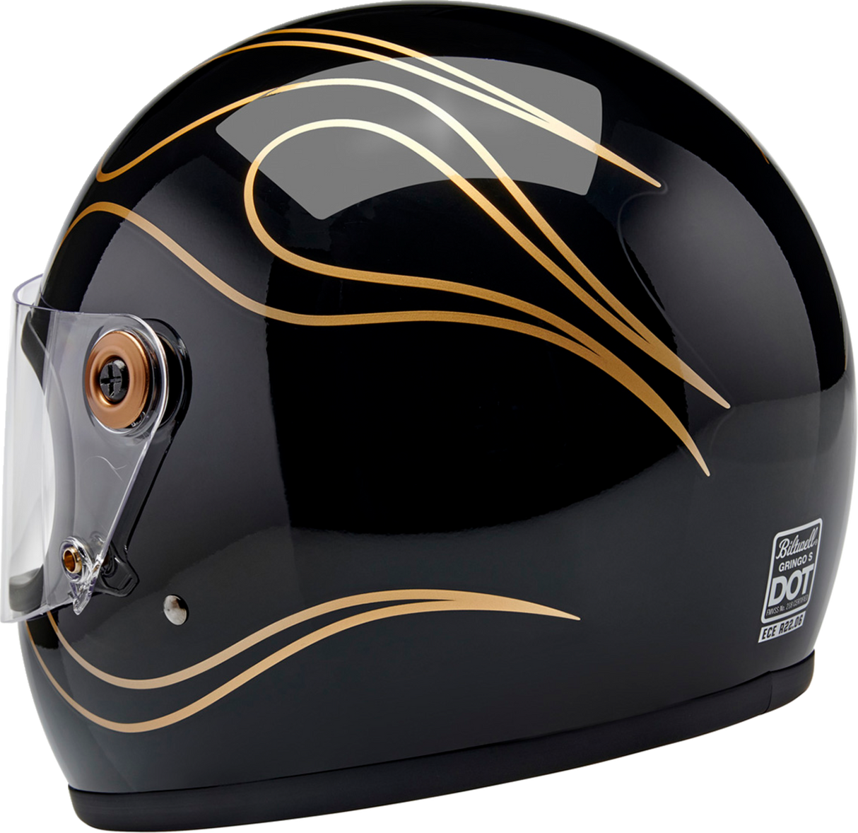 BILTWELL Gringo S Helmet - Gloss Black Flames - Small 1003-567-502