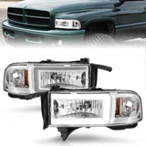 ANZO 94-02 Dodge RAM Crystal Headlight - w/ Light Bar Chrome Housing 111555