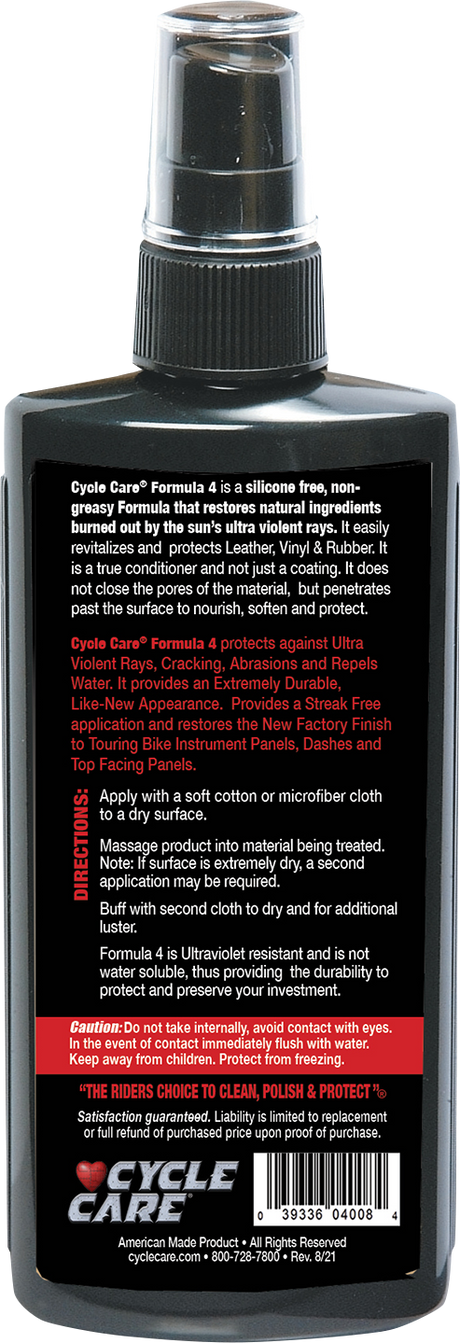 CYCLE CARE FORMULAS Formula 4 Leather Vinyl - 8 U.S. fl oz. 4008