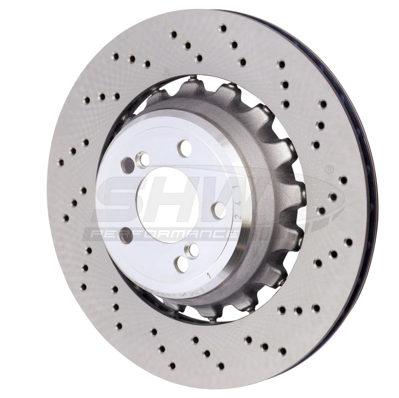 SHW 15-18 BMW X5 M 4.4L Right Rear Cross-Drilled Lightweight Brake Rotor (34212284904) BRR48504