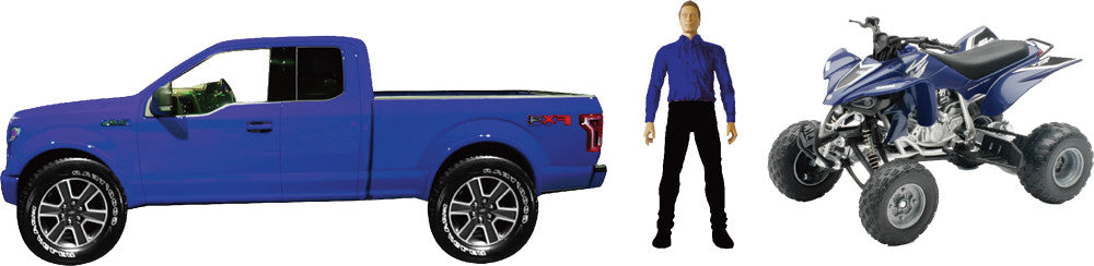 NEW-RAYReplica 1:14 Truck/Atv Ford Blue/Yamaha Yzf450r Blue02206B