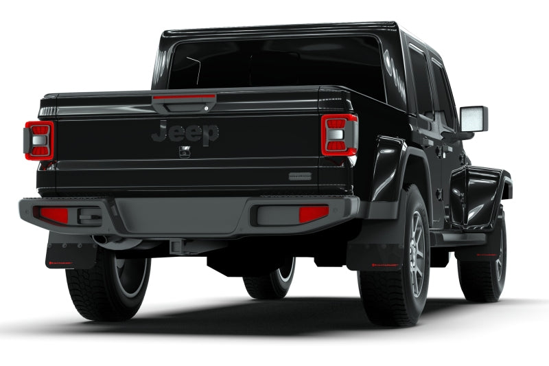 Rally Armor 19-22 Jeep Gladiator Black Mud Flap w/ Metallic Black Logo MF84-BLK-MBK