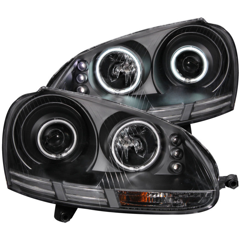 ANZO 2006-2009 Volkswagen Rabbit Projector Headlights w/ Halo Black (CCFL) 121345