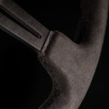 NRG Reinforced Steering Wheel (350mm / 3in. Deep) Black Leather w/ Alcantara Stitching RST-018SA