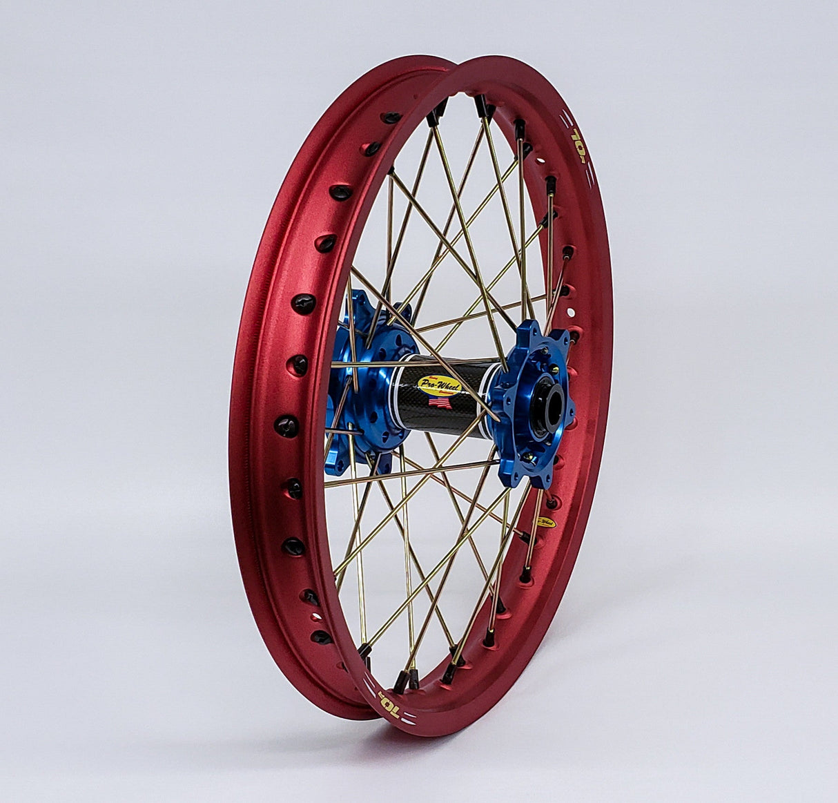 PRO-WHEEL Wheel Rear 2.15x18 Red Hub Red Rim/Gld Spoke/Blk Nipple 24-1287742