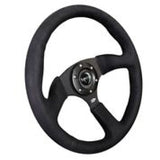 NRG Reinforced Steering Wheel (350mm / 2.5in. Deep)Blk Alcantara Comfort Grip w/4mm Matte Blk Spokes RST-023MB-SA