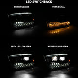 ANZO 2009-2018 Dodge Ram 1500 Led Projector Plank Style Switchback H.L Halo Black Amber (OE Style) 111464