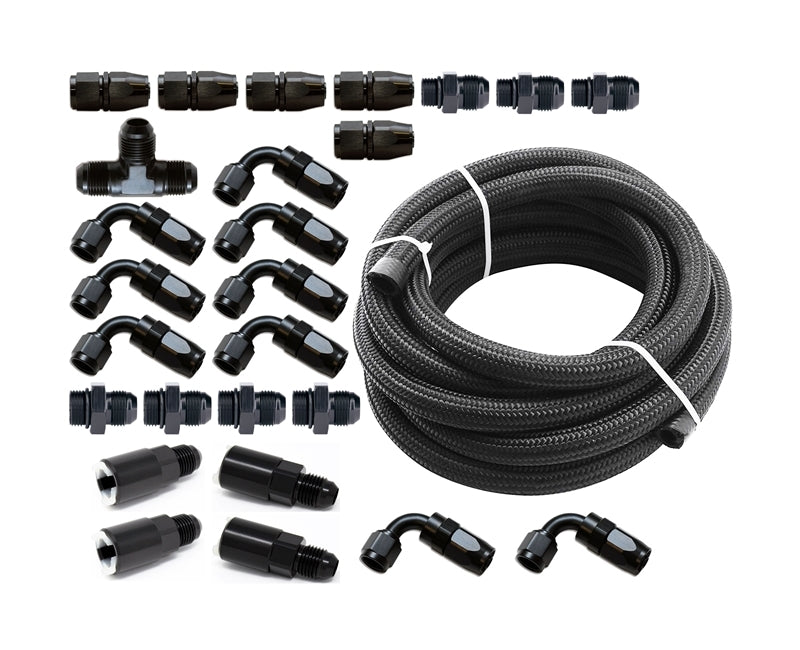 Torque Solution Braided Fuel Line Kit for -6 Aeromotive FPR & Flex Fuel Kit - 02-14 Subaru WRX TS-SU-6FLK-AM-FF
