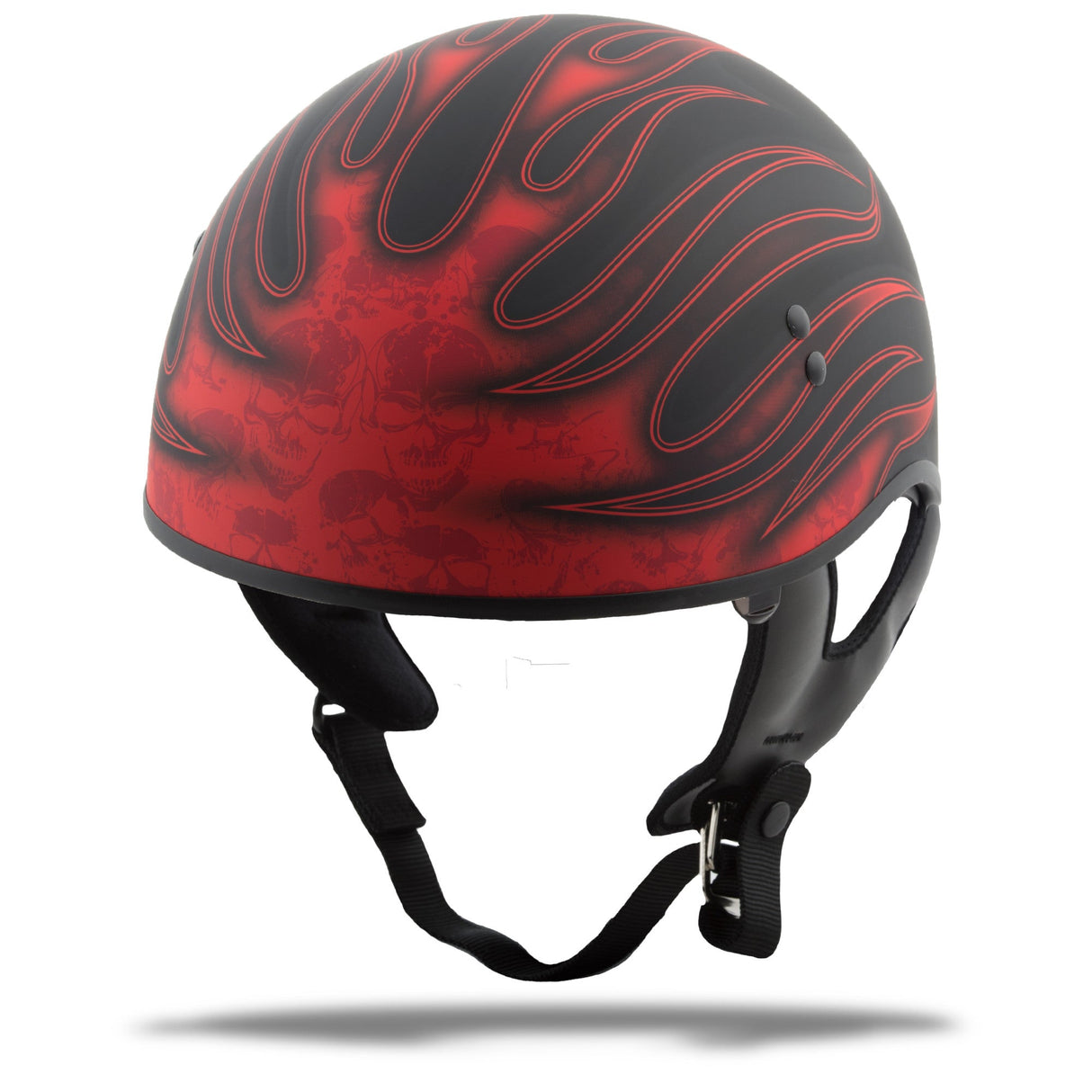 GMAX Gm-65 Half Helmet Flame Matte Black/Red Sm G1657204