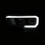 ANZO 2016-2017 Toyota Tacoma Projector Headlights w/ Plank Style Switchback Black w/ Amber 111396