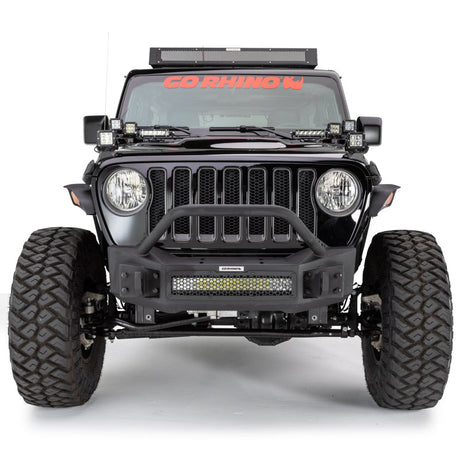 Go Rhino 07-20 Jeep Wrangler JL/JLU/JK/JKU/Gladiator JT Rockline Front Stubby Bumper w/ Overrider 331101T