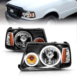 ANZO 2001-2011 Ford Ranger Projector Headlights w/ Halo Black (CCFL) 1 pc 111152