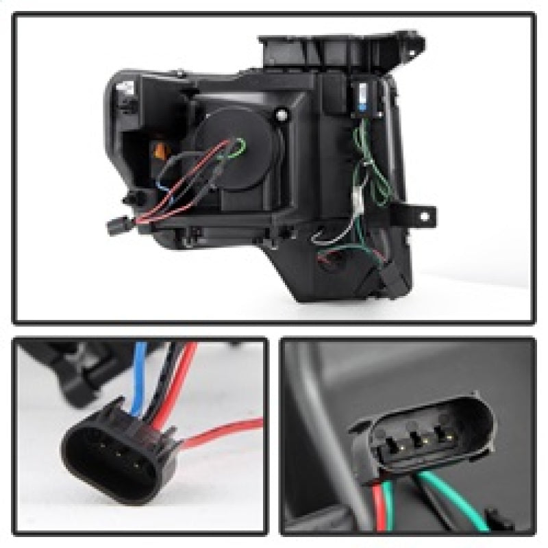Spyder Ford F150 09-14 Projector Headlights Halogen Model- Light Bar DRL Blk PRO-YD-FF15009-LBDRL-BK 5077592