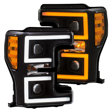 ANZO LED Headlights 17-18 Ford F-250 Super Duty Plank-Style L.E.D. Headlight Black (Pair) 111388