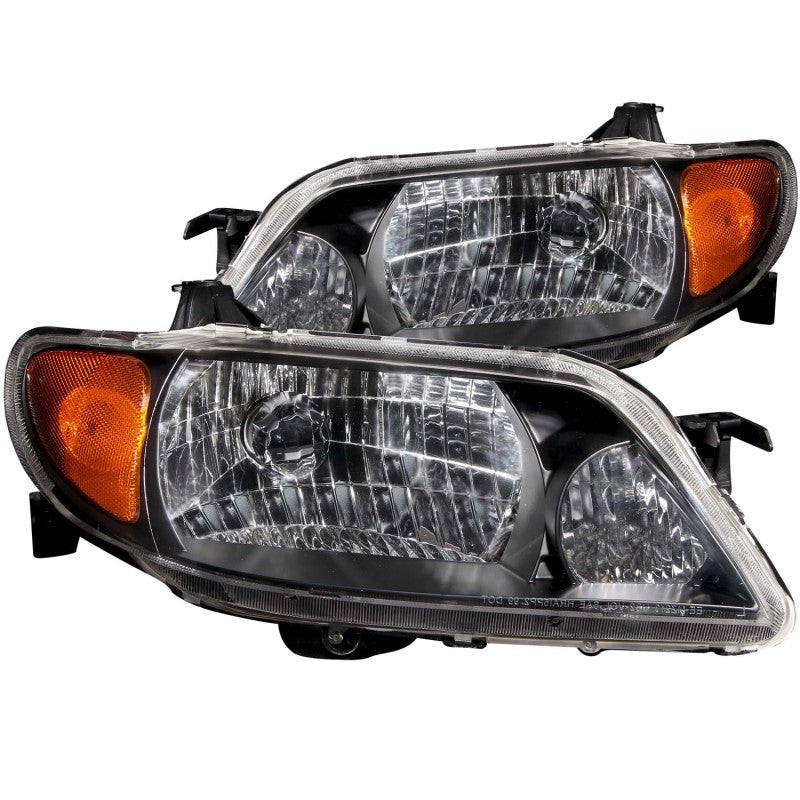 ANZO 2001-2003 Mazda Protege Crystal Headlights Black 121107