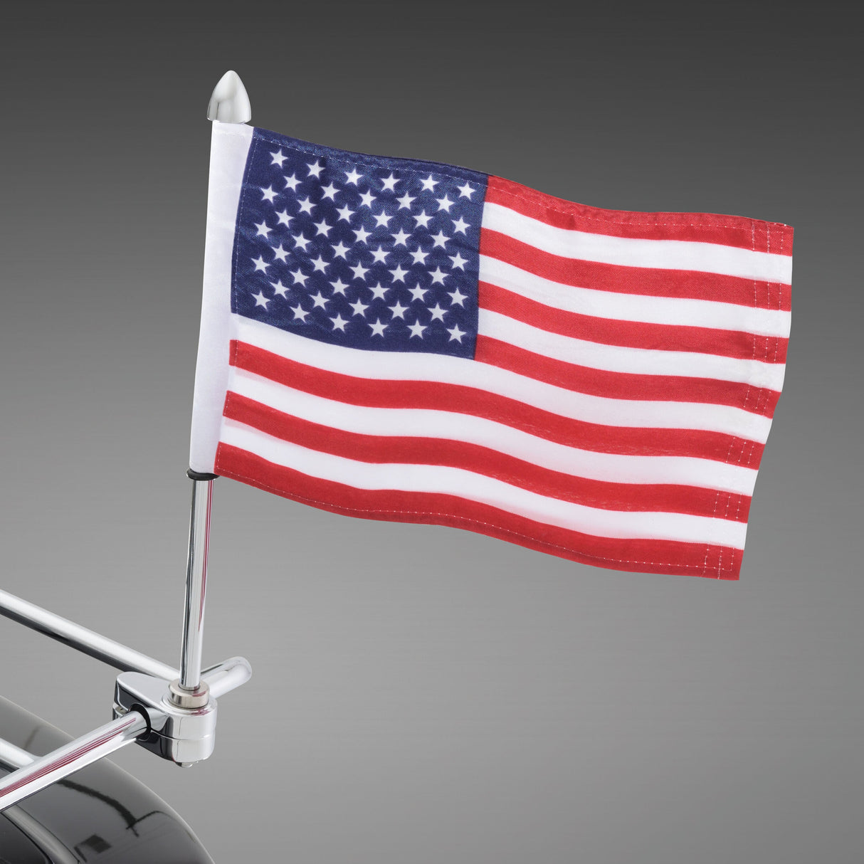 SHOW CHROME (new) Usa 6x9 Flag And Mount 12in Pole 1/2in Clamp W/Acorn 4-248A