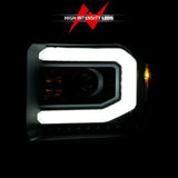 ANZO 2014-2015 GMC Sierra 1500 Projector Headlights w/ Light Bar Black Housing (Halogen Type) 111513