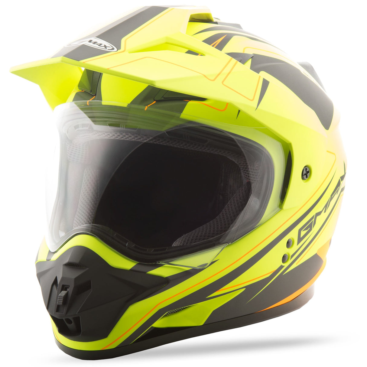 GMAX Gm-11 Dual-Sport Expedition Helmet Matte Hi-Vis Yel/Blk Md G5112685 TC-24