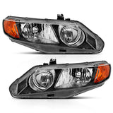 ANZO 2006-2011 Honda Civic 4 Door Crystal Headlight Black Amber (OE Replacement) 121547
