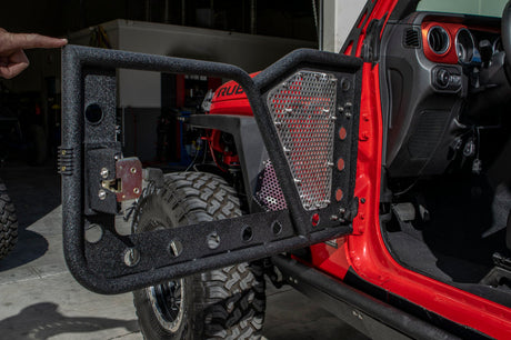 DV8 Offroad Jeep 18+ Wrangler JL / 20+ Gladiator JT Front Rock Doors w/ Perforated Aluminum Mesh RDJL-01F