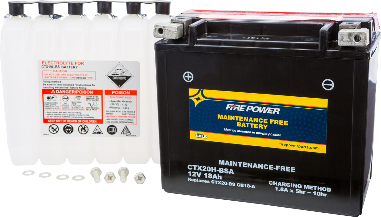 FIRE POWER Battery Ctx20h-Bsa Maintenance Free CTX20H-BSA