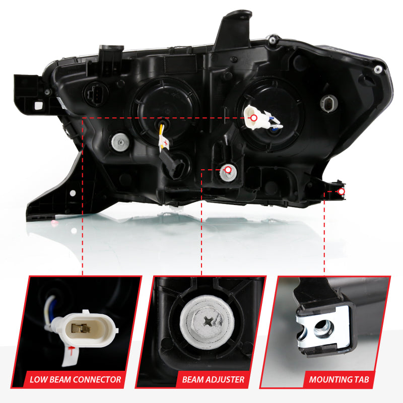 ANZO 2016-2018 Toyota Tacoma LED Projector Headlights Plank Style Black w/ Amber 111496