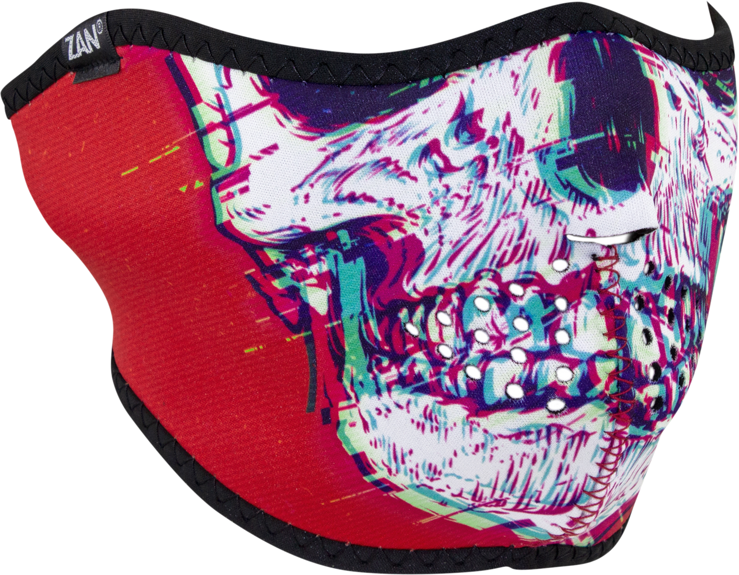 ZAN Neoprene Half Face Mask Glitch Skull WNFM471H