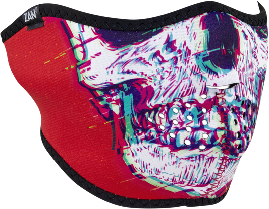 ZAN Neoprene Half Face Mask Glitch Skull WNFM471H