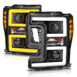 ANZO LED Headlights 17-18 Ford F-250 Super Duty Plank-Style L.E.D. Headlight Black (Pair) 111388